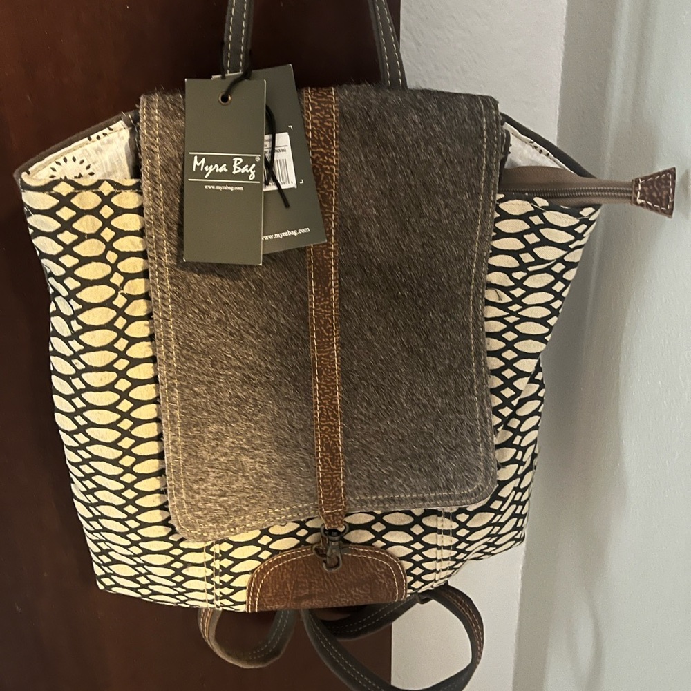 Myra Bag Artist Impressions Backpack with real hide fur